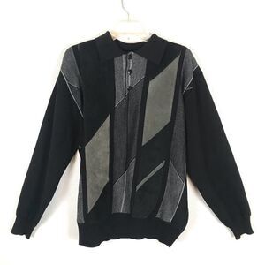 ‎tagio Vintage inspired black faux suede collared sweater M